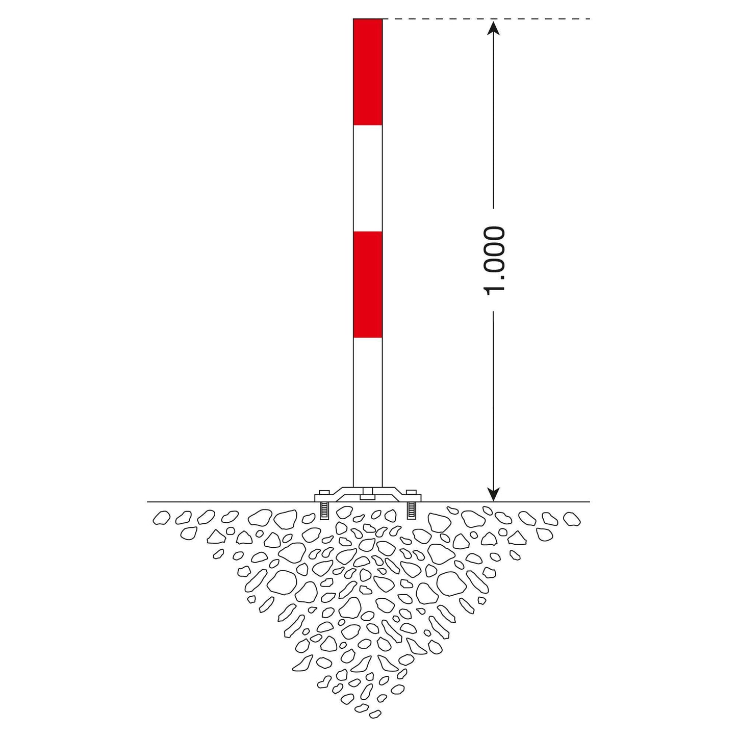 PARAT B Herausnehmbarer Pfosten 60 mm Ø (Zum Aufdübeln)