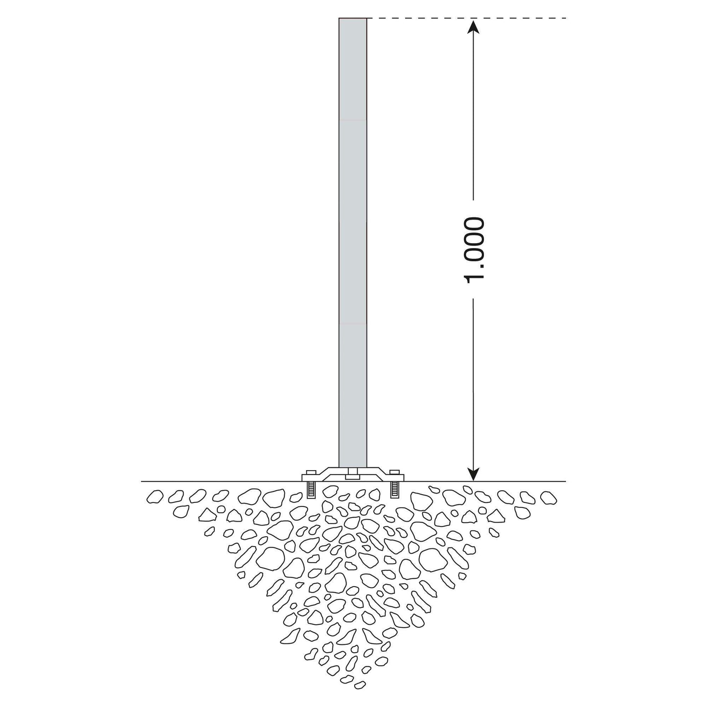 PARAT B Herausnehmbarer Pfosten 60 mm Ø (Zum Aufdübeln)