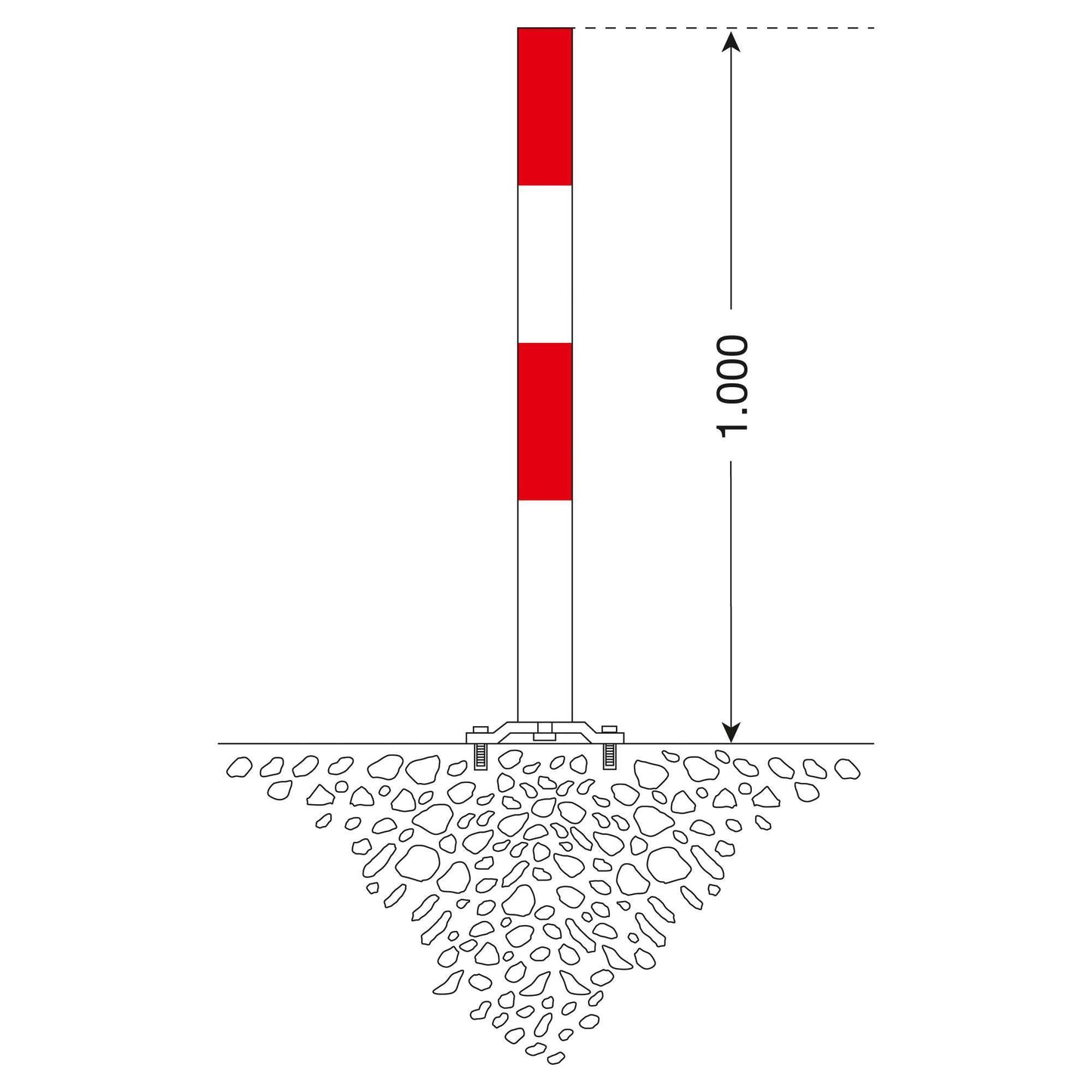 PARAT B Herausnehmbarer Pfosten 76 mm Ø (Zum Aufdübeln)