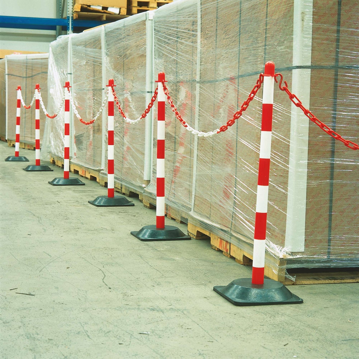 GUARDA Leichter Ketten-Warnständer - Set: 6 Kettenständer, 10 m Kette (M-Poly-Sicht), 10 Verbindungsglieder, 10 Einhängehaken