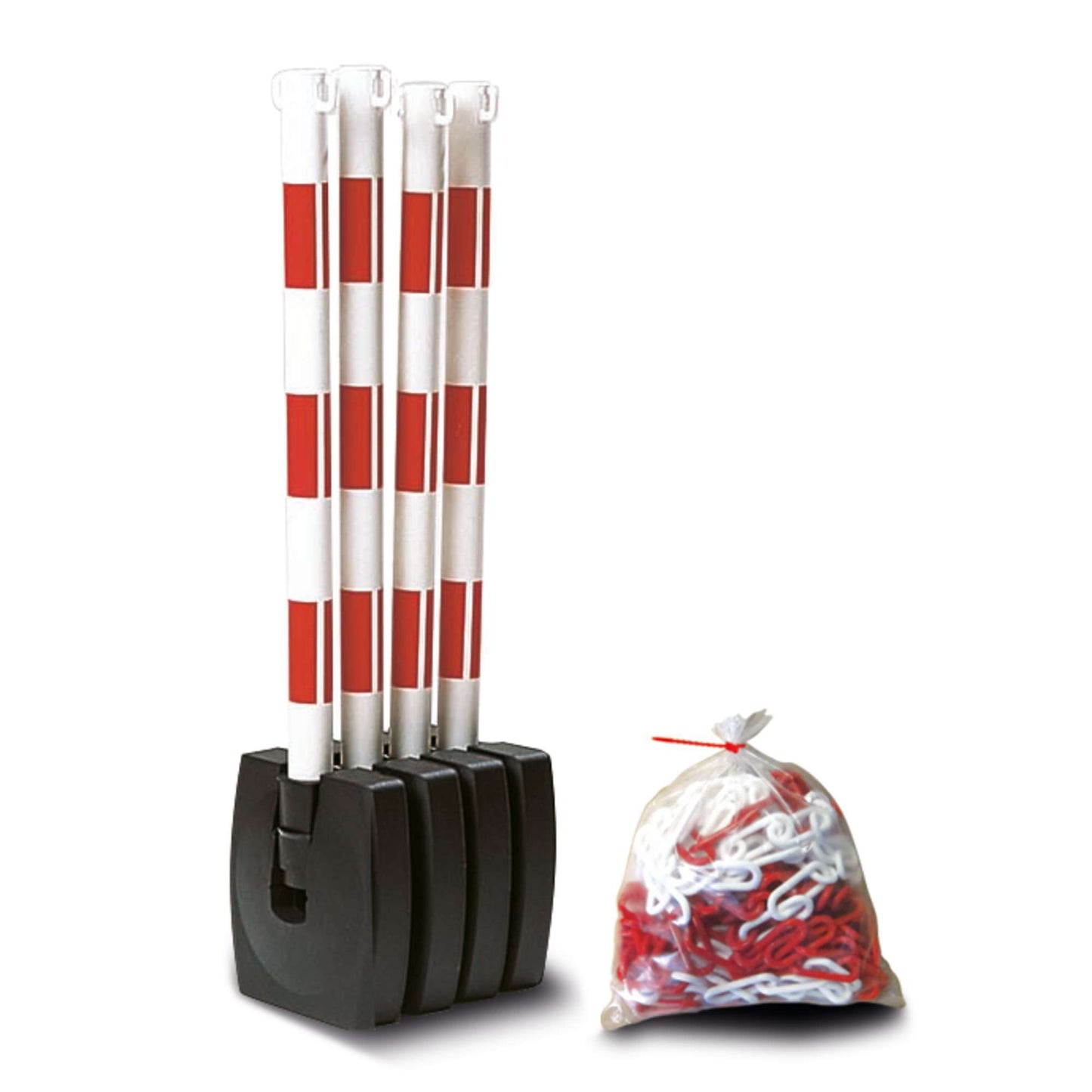 GUARDA-Flex Ketten-Warnständer zum Umklappen - Set: 4 Kettenständer und 10 m Kette (M-Poly-Sicht)