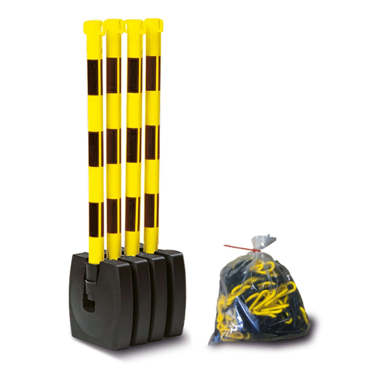 GUARDA-Flex Ketten-Warnständer zum Umklappen - Set: 4 Kettenständer und 10 m Kette (M-Poly-Sicht)