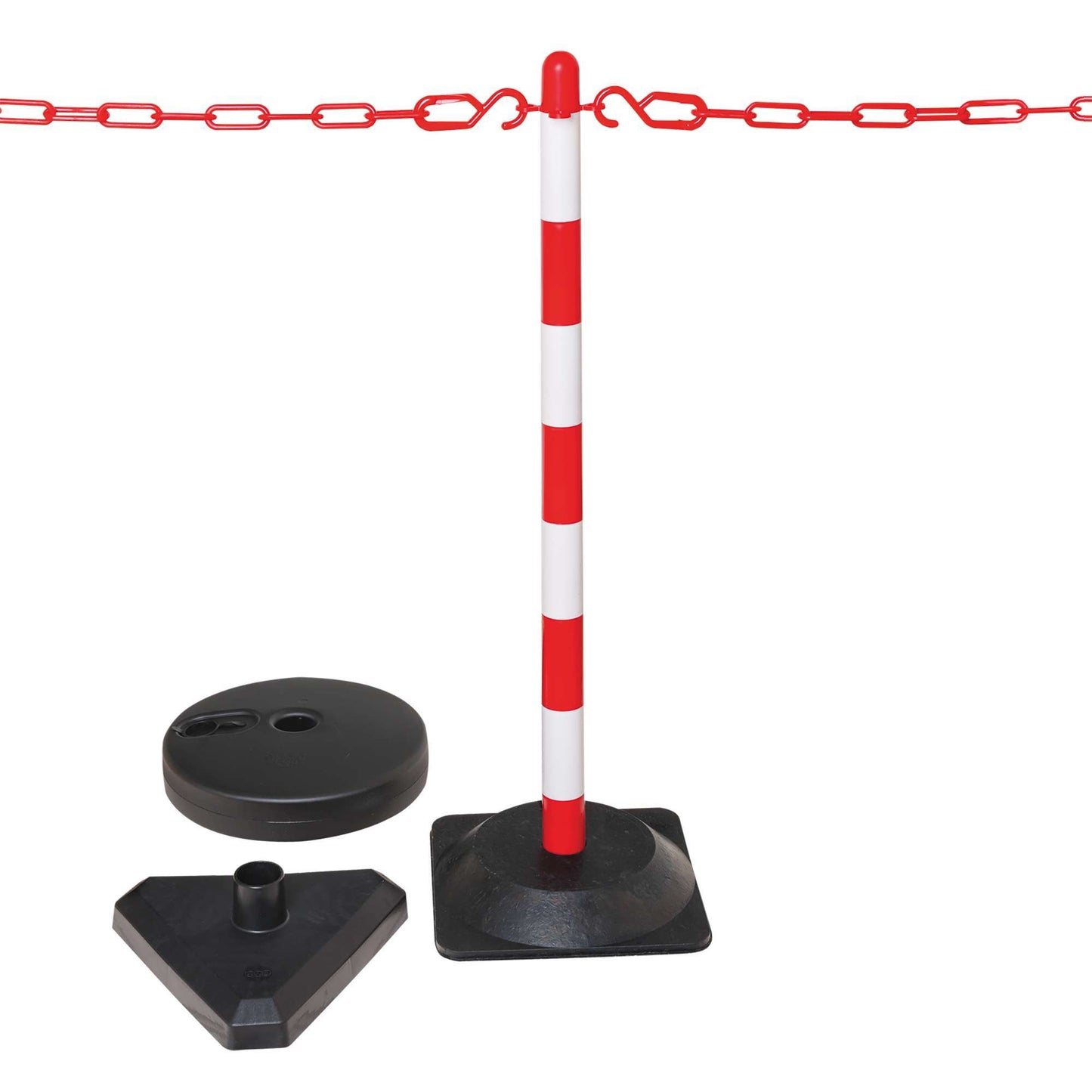 GUARDA Leichter Ketten-Warnständer - Set: 6 Kettenständer, 10 m Kette (M-Poly-Sicht), 10 Verbindungsglieder, 10 Einhängehaken