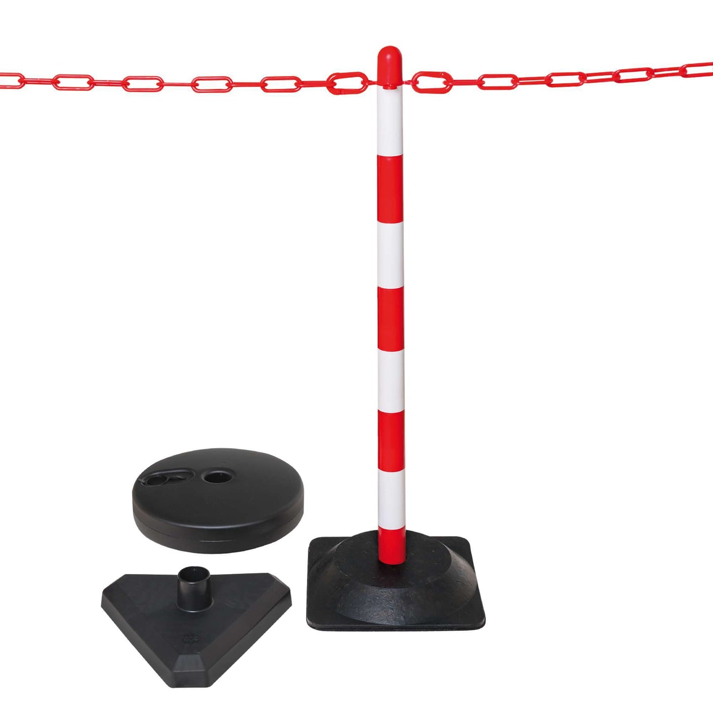 GUARDA Leichter Ketten-Warnständer - Set: 6 Kettenständer, 10 m Kette (M-Poly-Sicht), 10 Verbindungsglieder, 10 Einhängehaken