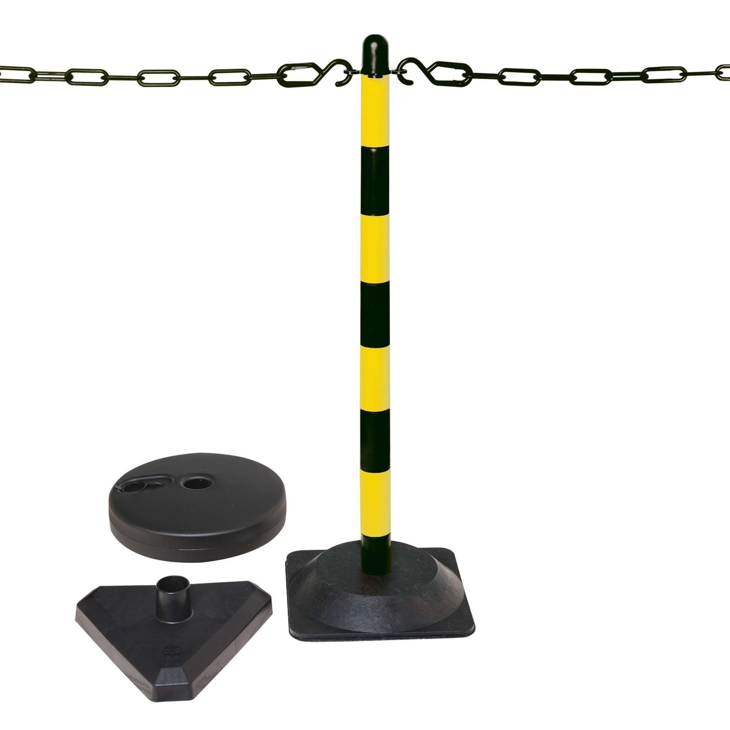 GUARDA Leichter Ketten-Warnständer - Set: 6 Kettenständer, 10 m Kette (M-Poly-Sicht), 10 Verbindungsglieder, 10 Einhängehaken