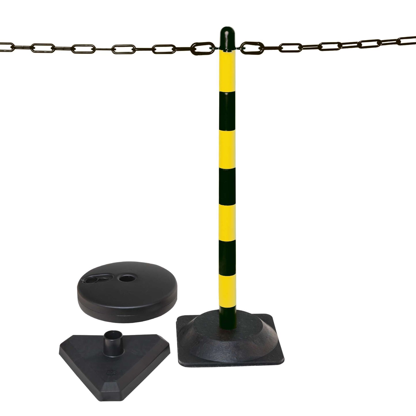 GUARDA Leichter Ketten-Warnständer - Set: 6 Kettenständer, 10 m Kette (M-Poly-Sicht), 10 Verbindungsglieder, 10 Einhängehaken