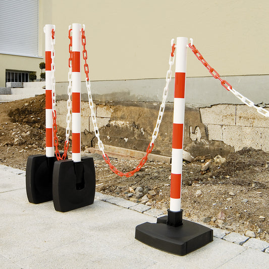 GUARDA-Flex Ketten-Warnständer zum Umklappen - Set: 4 Kettenständer und 10 m Kette (M-Poly-Sicht)
